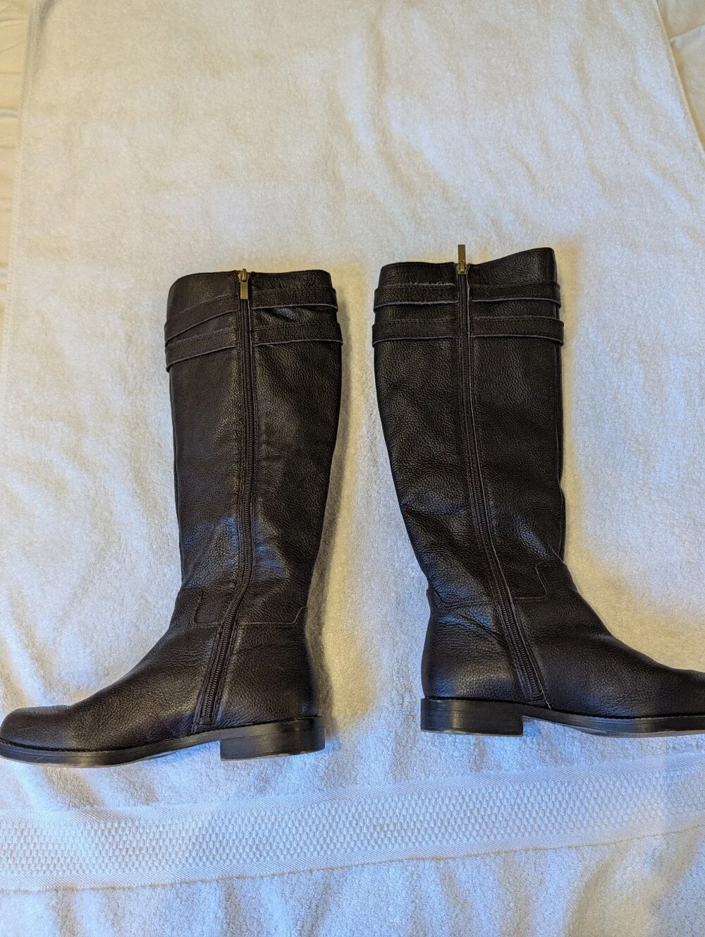 Franco Sarto Brown Pebble Leather Knee High Riding Boots Buckle 6.5M